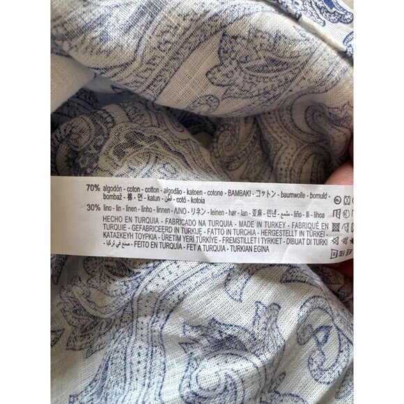 Zara Women's M Blue White Paisley Print Dress Sweetheart Neckline Summer Cruise - Picture 4 of 10